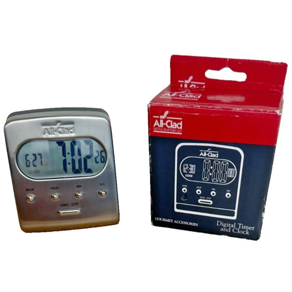 All-Clad T225 Digital Kitchen Timer & Clock, Stainless Steel w/ Original Box